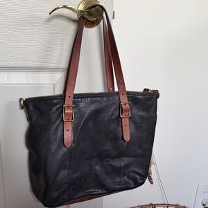 Leather fossil shoulder bag
